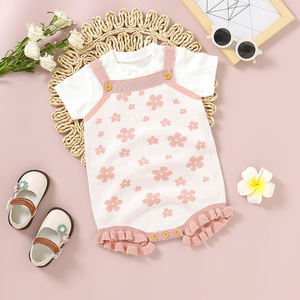 Mimixiong Offre Spéciale printemps été enfant en bas âge sans manches vêtements supérieurs nouveau-né bébé fleurs motif tricoté jarretelle pull - Product Image 2