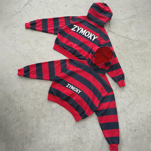 Sweat-shirts à capuche de haute qualité, coupe courte et ample, imprimés à rayures, pour hommes, avec logo brodé personnalisé, en tissu épais, pour fabricants de vêtements - Product Image 2