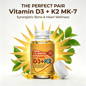 Complément de <span class=keywords><strong>Vitamine</strong></span> D3 K2 MK-7 Haute Puissance 5000 UI D3 & 100mcg K2 pour la Santé des Os et du Cœur 120 Gélules Molles Sans OGM - Product Image 4