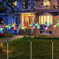 Lampes solaires TSINYE en forme de papillon et de libellule, 6 têtes, 2 modes, étanches, décoratives pour pelouse, patio, mariage, fête