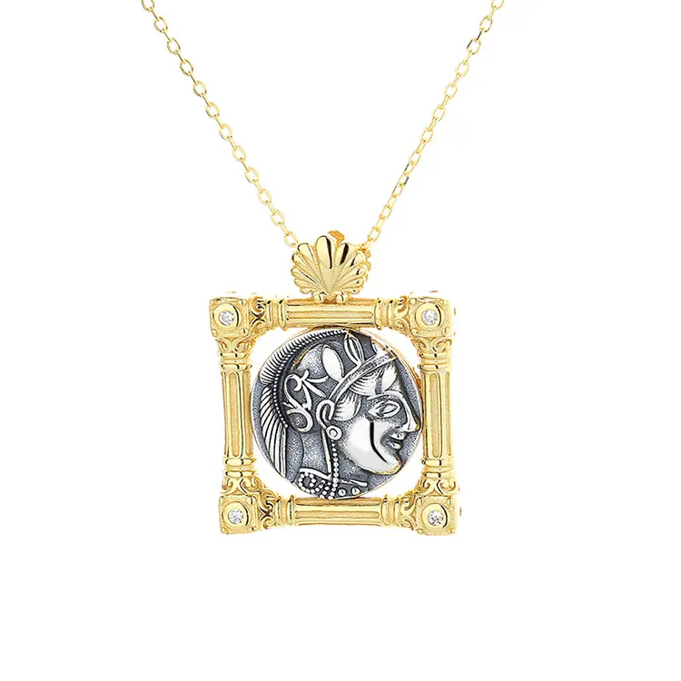 AMYAOO Athens Natai silver ancient coin necklace senior sense ancient Greek sterling silver pendant ornaments