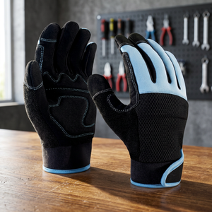 Gants de travail JNA GROUP en PU noir et bleu, bouts des doigts lisses, antidérapants, respirants, avec poignet élastique, gants de sécurité polyvalents, 11 oz - Product Image 3