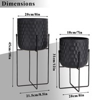 Ensemble de deux supports de plantes en métal noir supports de fleurs supports de plantes modernes pour pot de fleur salon intérieur