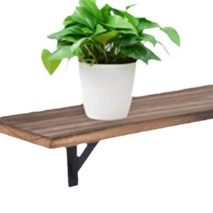 Modern Chinese Style Wooden Wall <b>Shelf</b> Carbonized Paulownia Wood Corner <b>Rack</b> Iron Wood Combination Display Storage <b>Rack</b> - Product Image 5