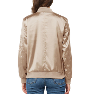 Winter Autumn Wear <b>Women</b> Baseball Satin <b>Jacket</b> Plus Size <b>Lightweight</b> Stylish Outerwear Stand Sheep Skin Lining Nylon - Product Image 2