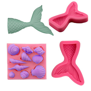 Moule en silicone sirène rose pour pâtisserie, outils de cuisson sur le thème marin - Product Image 1