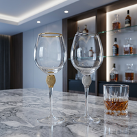 Verre à vin rouge incassable Raymond en cristal sans plomb incrusté de strass, 12 oz, avec bord doré ou argenté, pour bar et restaurant