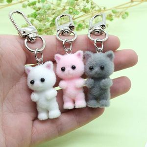 Wholesale Flocking Animals Cartoon Cats Keychain Resin <b>Doll</b> Fashion Pendants Kawaii Plush Cat Keychain Bag Charms <b>Accessories</b> - Product Image 5