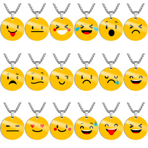 Basquesun สร้อยคออิโมติคอนสัญลักษณ์สัญลักษณ์รูปหน้ายิ้มทำจากสแตนเลสขนาด25มม. สำหรับครอบครัวเพื่อนที่ดีและเป็นเพื่อน - Product Image 2