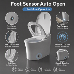 Kloset Pintar Satu Bagian Keramik Model Berdiri dengan Penutup Otomatis, Pengering Udara, S-Trap, Remote Control, Pemanas Dudukan, dan Sistem Dual-Flush - Product Image 5