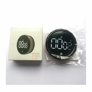 Minuteur numérique de cuisine 60 min, affichage LED, commande tactile, horloge de compte à rebours ronde en plastique magnétique pour la cuisson - Product Image 1