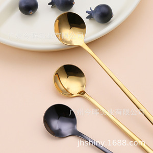 304 Stainless Steel Spoon Gold Black 13 15 17Cm <b>Mirror</b> Polished Coffee Tea Dessert Stirring Spoon - Product Image 1