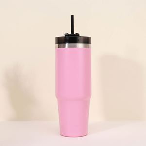 Gobelet isotherme réutilisable de 20 oz en acier inoxydable avec paille pour voiture, idéal pour les pique-niques en extérieur - Product Image 4