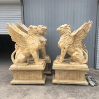 Antique Grand Jardin Marbre Pierre Noire Égyptien Grec Marmor Sphinx Statues Sculpture à Vendre