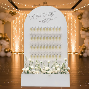 Élégant présentoir mural en bois pour champagne avec design en arche pour réception de <span class=keywords><strong>mariage</strong></span>, bar à cocktails, décoration de fête en plein air - Product Image 3