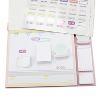 Organisateur de bureau hebdomadaire espagnol pastel mignon avec notes autocollantes et autocollants décoratifs pour le bureau et l'étude