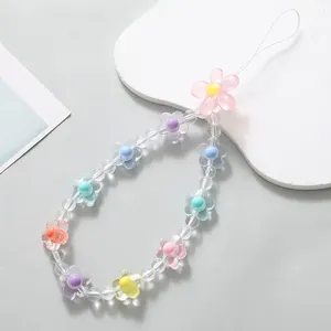 สายคล้องโทรศัพท์ลายดอกไม้พร้อมจี้หลากสีสำหรับเคสมือถือ สายคล้องข้อมือ - Product Image 4