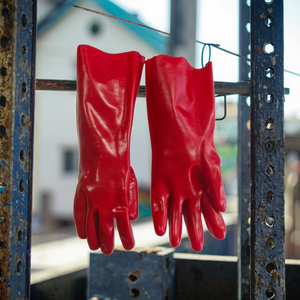 Rote PVC-Sicherheits handschuhe Chemikalien beständige Abriebfest igkeit, Abdichtung für den Bau und verschiedene andere Industrien - Product Image 3