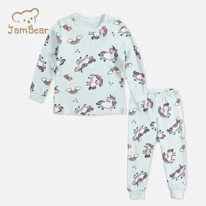 Set di pigiama in cotone biologico per bambini e bambini pigiama set di pigiami personalizzati per bambini stampati