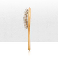 Brosse de démêlage pour cheveux, en bois naturel avec manche en métal, professionnelle, 1 pièce