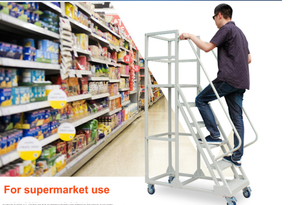 Мобильная стальная платформа для склада длиной 1 метр с поручнями и колесами - Product Image 6