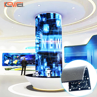 Écran publicitaire cylindrique d'affichage à led intérieur extérieur flexible cercle de colonne transparente irrégulière douce