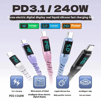 Cable de Carga Rápida USB C a Tipo C de Silicona con Pantalla Digital de 240W para iPhone 15 16 17 Pro Max Samsung S24 S23 Xiaomi