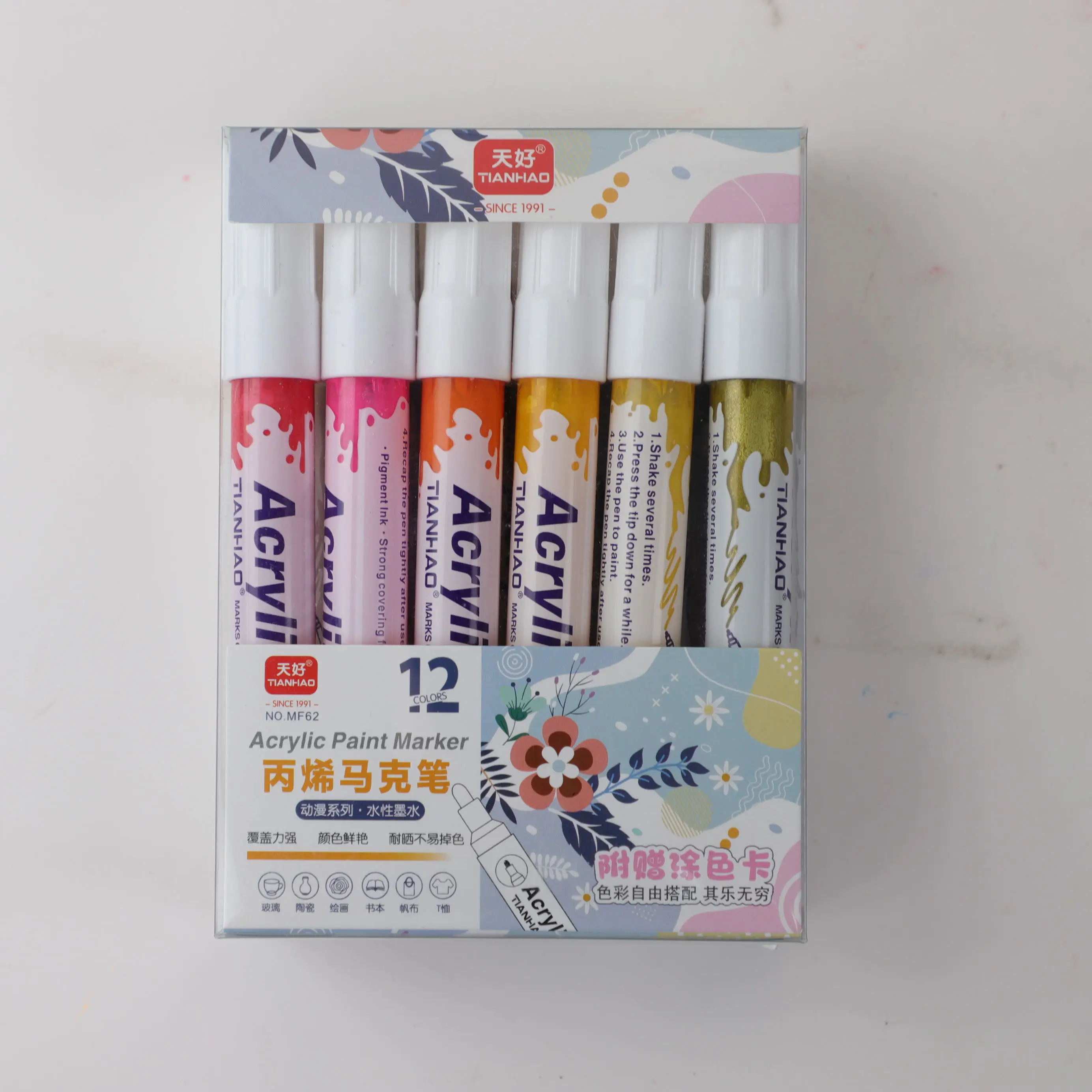 Factory Wholesale Liquid Bullet Tip Acrylic Paint Marker Pen 48 Colors Paint Marker Pens with 6g Ink