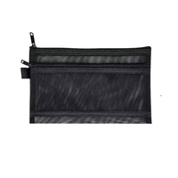 Trousse à crayons simple en tissu maillé transparent double couche, grande capacité, pour examens et rangement de fournitures scolaires, couleur personnalisable moderne