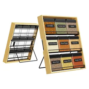 Countertop, Cupboard Or Wall Mount 3 Tier Bamboo Spice Drawer Organizer Acrylic Insert Box Spice Rack Organizer