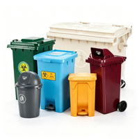 Conteneur à déchets en plastique HDPE multi-tailles à roulettes et couvercle, idéal pour les espaces publics et commerciaux extérieurs – Vente chaude