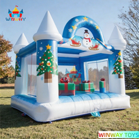 Château gonflable de Noël personnalisé en PVC vert et blanc pour enfants, location pour fêtes de fin d'année