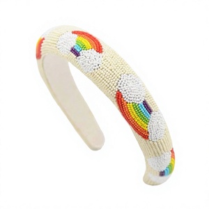 Handmade Beaded Rainbow Cloud <b>Headband</b> Sweet Style Fabric Hair Accessory for Casual Wear - Product Image 1