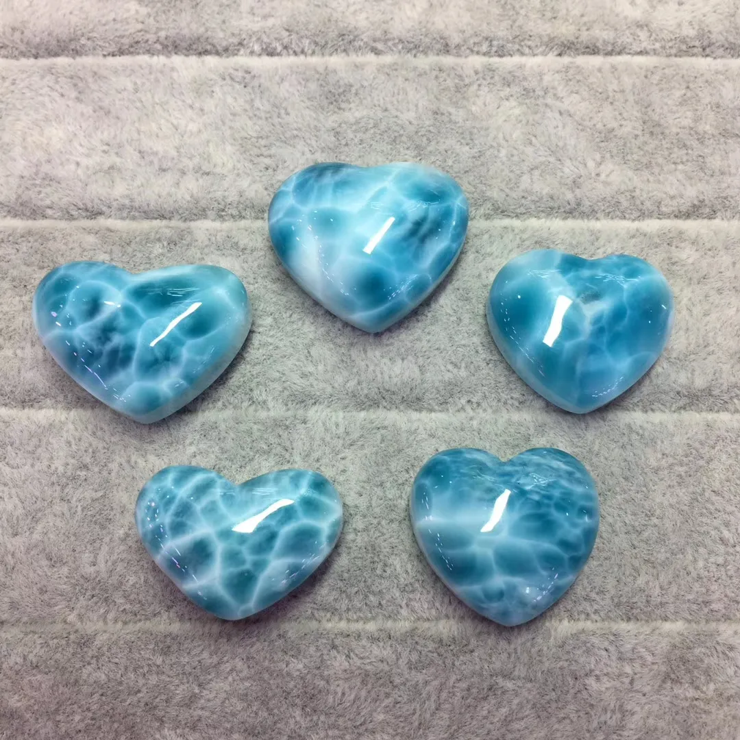 Larimar Gemstone Heart Shape Dominica Jewelry Pendant Natural for Jewelry Making, Decoration Yu Ying Gems Oval Cut Blue Request