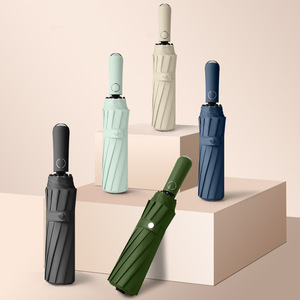 Paraguas para sol y lluvia, 48 varillas, 120 cm, apertura automática con botón, plegable en cuatro partes, diseño minimalista, para viaje, varillas de aleación, material de nailon. - Product Image 1