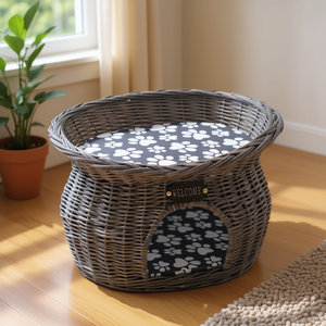 Casa para Gatos Gray Willow, 17.3 x 13.0 x 13.4 Pulgadas, Mueble Portátil para Mascotas, Redonda, Estilo Clásico para Interiores - Product Image 2