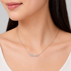 สร้อยคอจี้ชื่อ Mama Star สแตนเลสสตีลสีเงิน พร้อมจี้ตัวอักษรแบบเขียนด้วยลายมือและสายโซ่เส้นเล็ก - Product Image 5