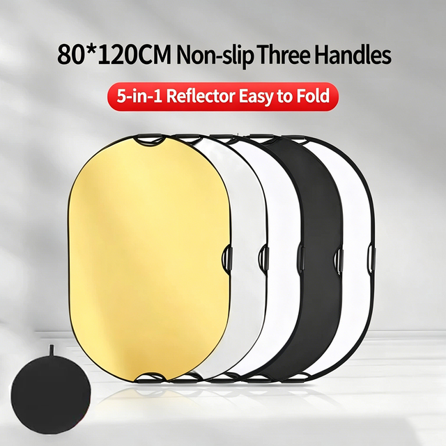 80*120cm 5-in-1 Collapsible Photography Light Reflector Multi-color Fill Light Board for Studio Portrait Outdoor Travel Shooting