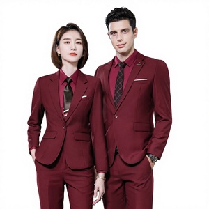 Costume d'affaires pour hommes et femmes, coupe cintrée, quatre pièces, fermeture éclair, mélange de coton, vêtements formels, automne-hiver 2022 - Product Image 1