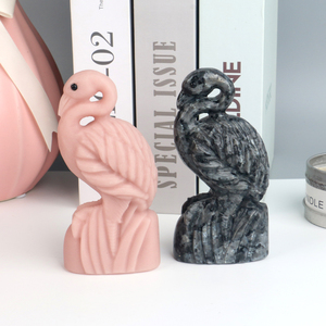 Vente en gros de sculptures d'animaux en pierre naturelle, sculptures d'oiseaux en cristal, statues de flamants roses en pierres précieuses pour la décoration de table - Product Image 4