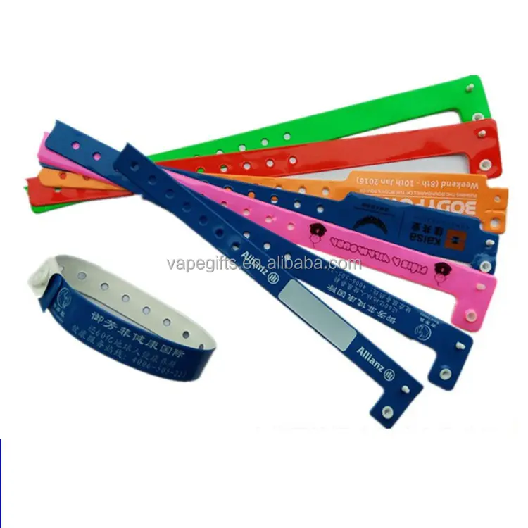 Günstige PVC synthetisches Papier Armband benutzer definierte Identifizierung Vinyl Armbänder Event ID Armband