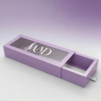 Boîte d'emballage rigide personnalisée OEM écologique pour produits de beauté avec pelliculage mat et gaufrage, fenêtre transparente violette pour marques de brosses à cheveux