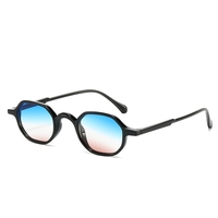 Lunettes de soleil hexagonales à petite monture tendance 6205 pour femmes et hommes, lunettes de soleil de marque, lunettes de soleil rétro rectangulaires à imprimé léopard