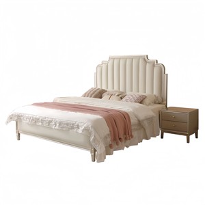 Cama Matrimonial Tapizada Estilo Europeo con Almacenamiento, Estructura Metálica Resistente y Madera <span class=keywords><strong>de</strong></span> Roble - Product Image 5