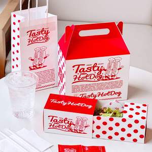 Custom Logo Disposable Kraft Paper Hot Dog <b>Box</b> Fried Chicken Takeaway Packaging Greaseproof Food Grade Paper <b>Box</b> for Fast Food - Product Image 1