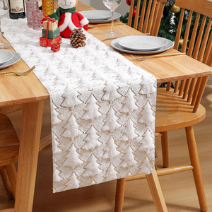 Nouveau chemin de table en polyester/coton tissé blanc, résistant à l'huile, pour Noël, Halloween, fantôme, automne, hiver, citrouille, fête, décoration de table, maison - Product Image 1