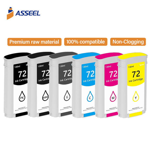 ASSEEL for HP 72 Remanufactured Ink Cartridge for HP Designjet T1100 T610 T1110 T1120 T1200 T1300 T2300 T770 T790 T795 Printer