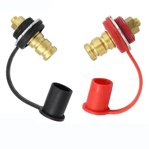 3/8" Jumper Terminal With Red Cover Junction Charger Post Connector Brass 3/8" Stud Terminals for Auto Truck Boat ATV