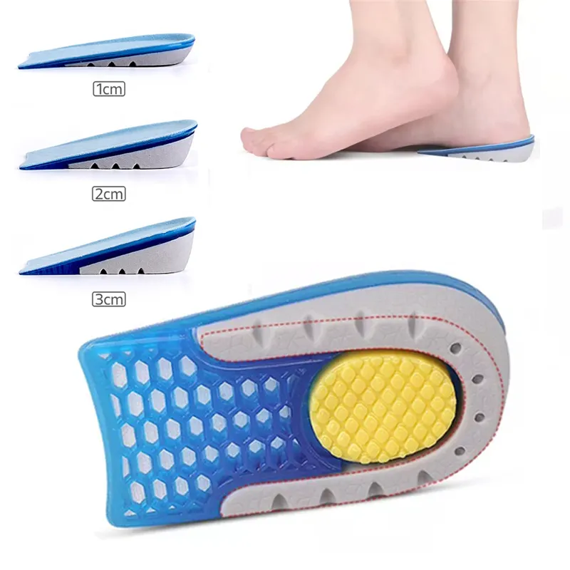 Silicone Gel Invisible Lift Heel Cup Half Pads Cushion Non Slip Height Increase Elevator Shoes Insoles