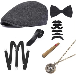 Ensemble d'accessoires vintage pour homme des années <span class=keywords><strong>1920</strong></span>, style Grand Gatsby, années folles, costume rétro, montre de poche, <span class=keywords><strong>cravate</strong></span>, chapeau, cosplay, fête pour homme - Product Image 1
